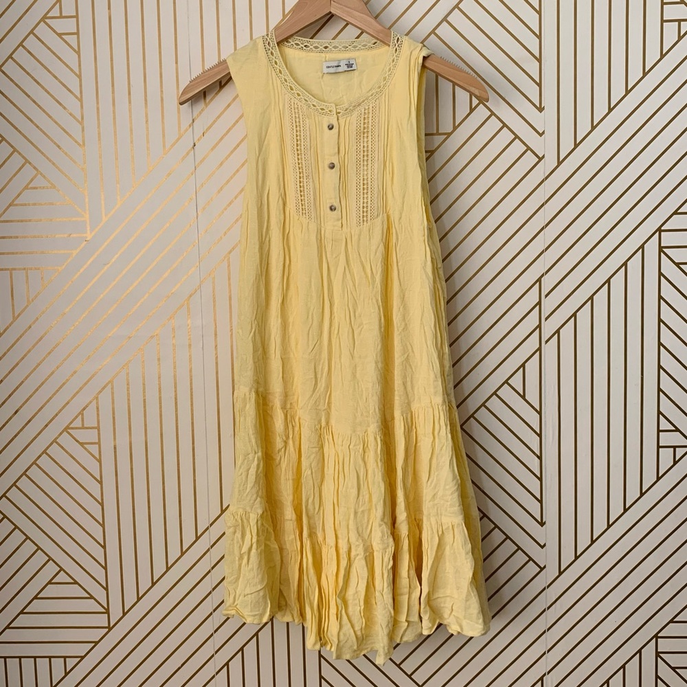 Gentle Fawn boho bohemian embroidered A line Sleevless Dress butter yellow S - Picture 10 of 10